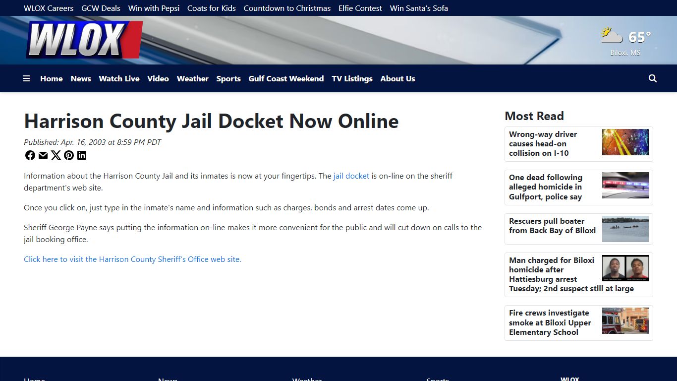 Harrison County Jail Docket Now Online - WLOX